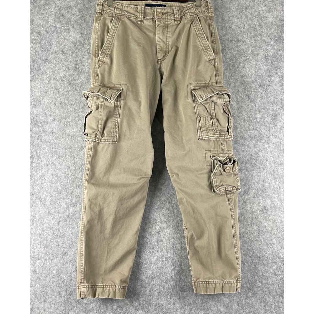 VTG Abercrombie Fitch Cargo Pants Mens 28x27 Beige Loose Paratrooper Y2K Utility